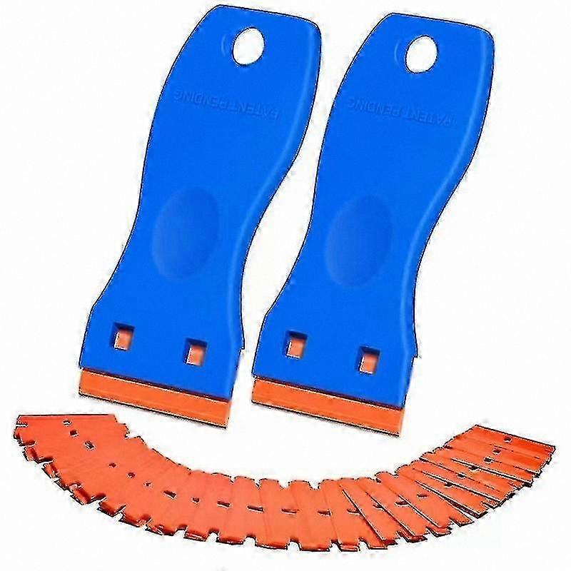 2-Pack Glass Cleaning Scraper with 50 Replacement Blades for Household Use