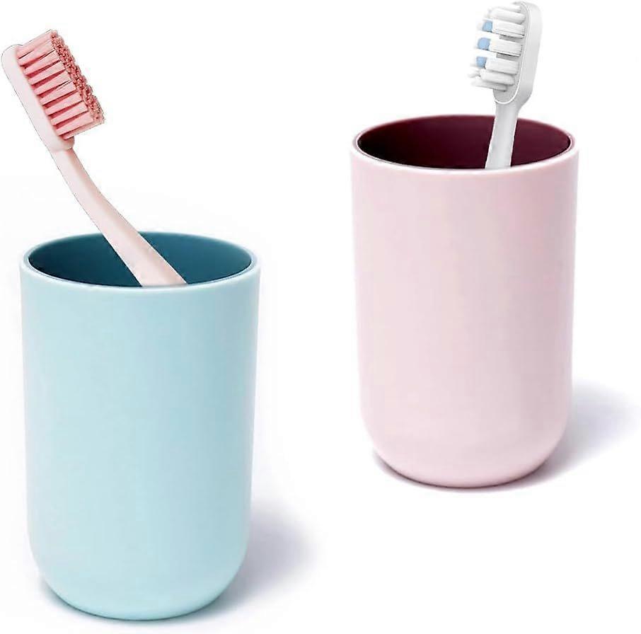 2 Pieces Toothbrush Cup, Plastic Bathroom Toothbrush Cup, Suitable for Bathroom