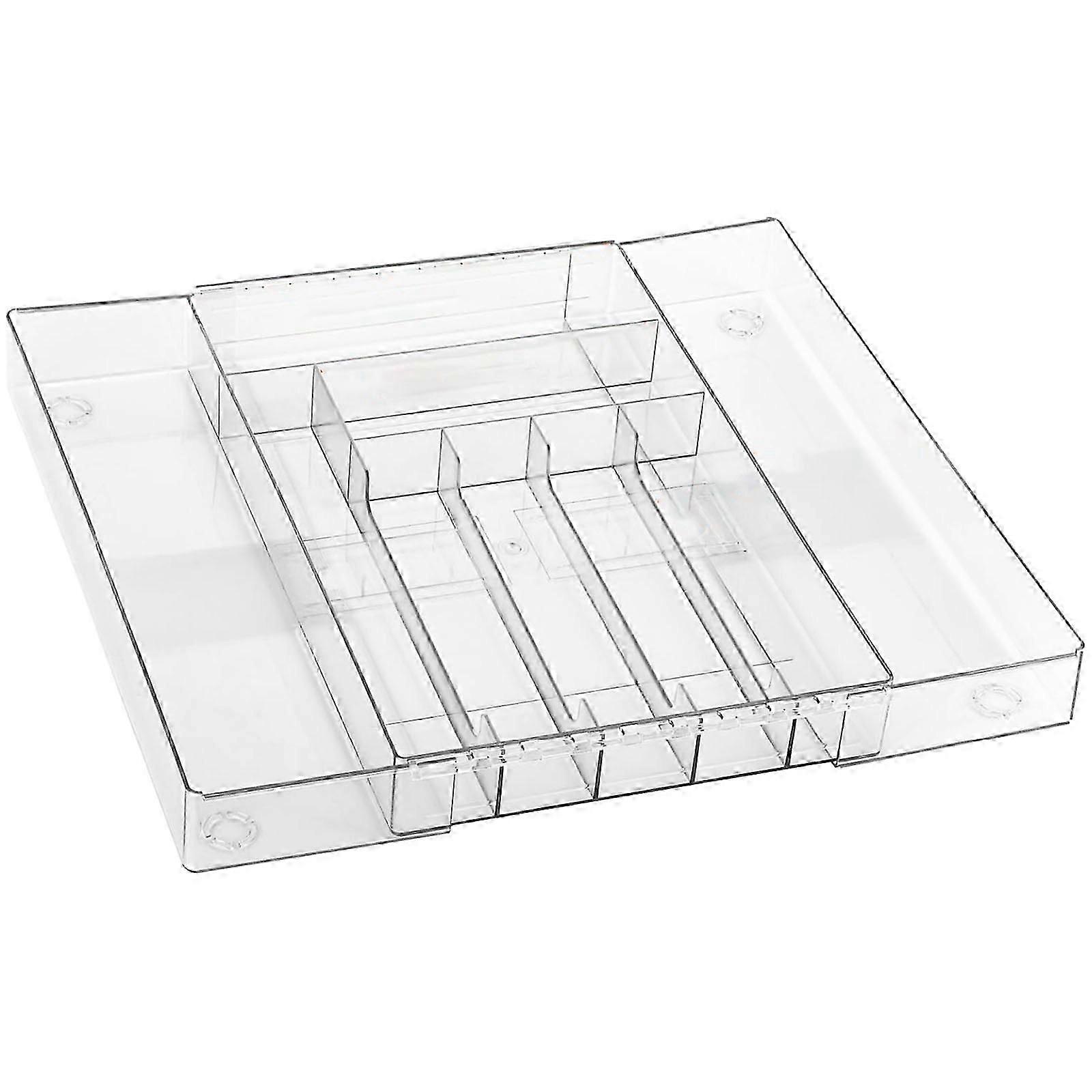 Adjustable Plastic Cutlery Holder Clear Storage Divider for Kitchen Drawer