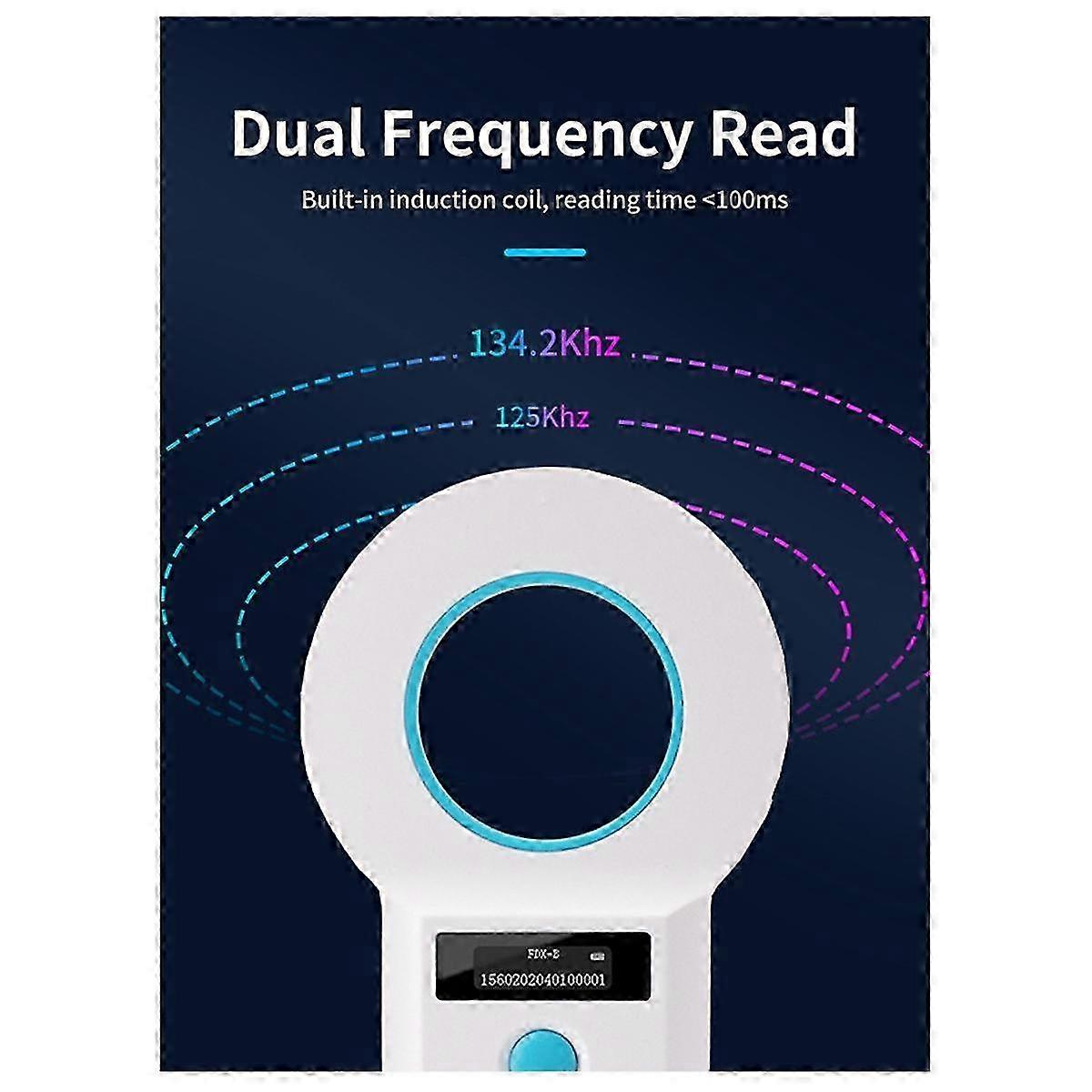 134.2KHz RFID Handheld Reader Scanner for Animal Ear Tags, Dog Reader for Pet Identification Chip B Chipset