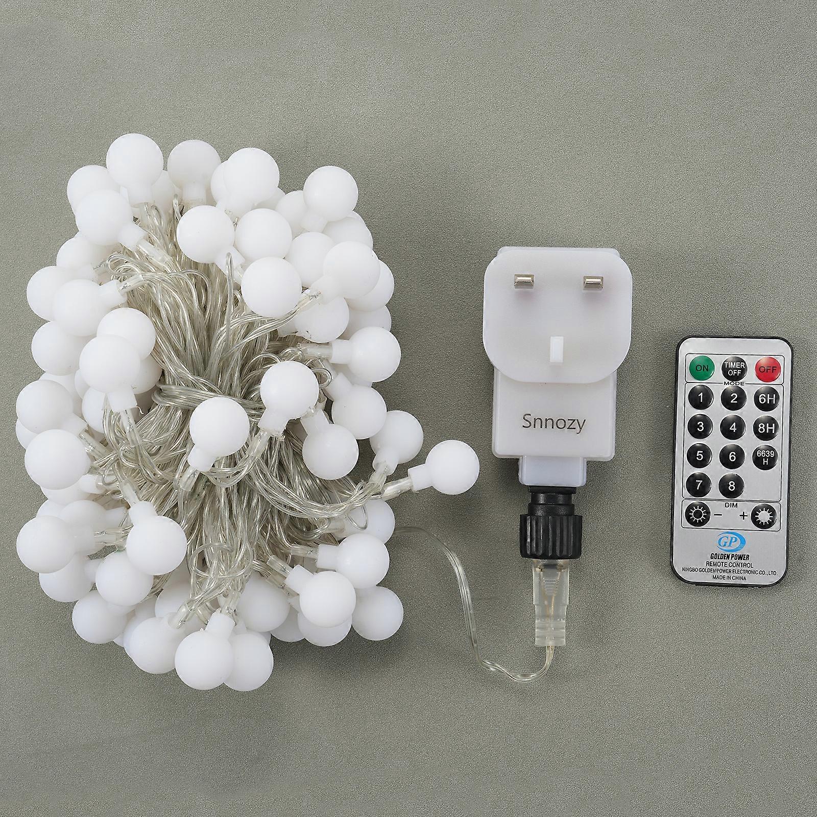 White String Lights with Remote Control, Waterproof, Adjustable Modes