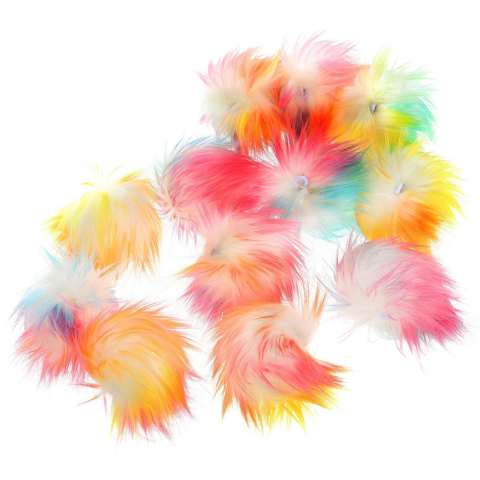 Pom Poms Balls Faux Plush Pom Pom Diy Decoration for Hats Shoes Scarf Multi Color Material 12Pcs