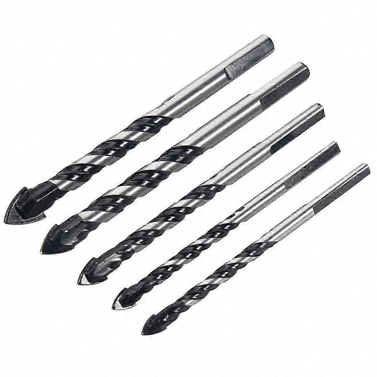 5 Pcs Multi-Material Drill Bit Set for Tile, Concrete, Brick, Glass, Plastic & Wood - Tungsten Carbide Tip