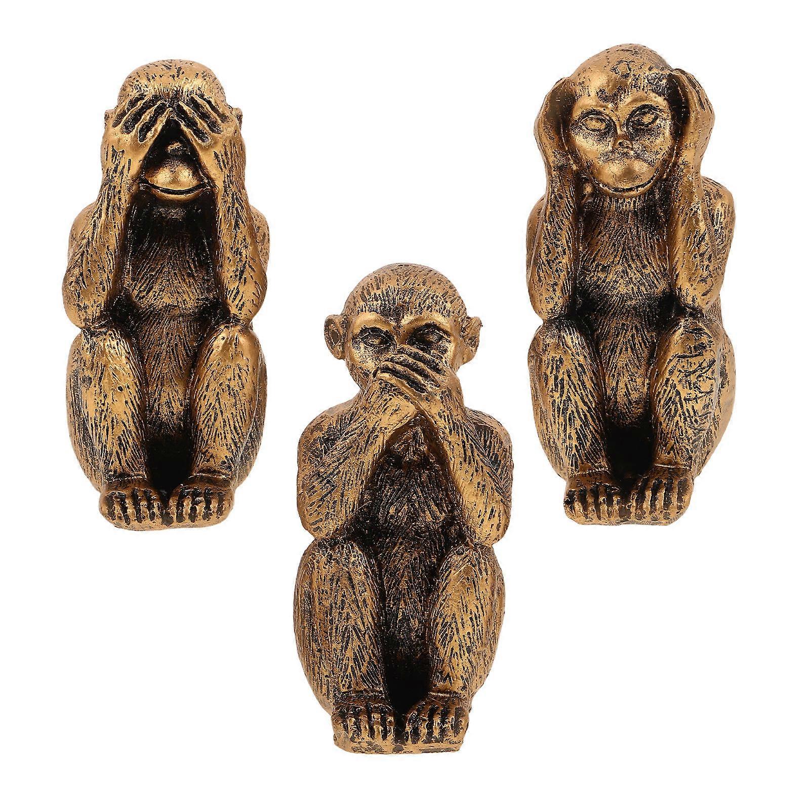 3pcs Resin Monkey Figurines   Realistic Animal Statues for Home or Office Decor with Symbolic Meaning and Unique Charm