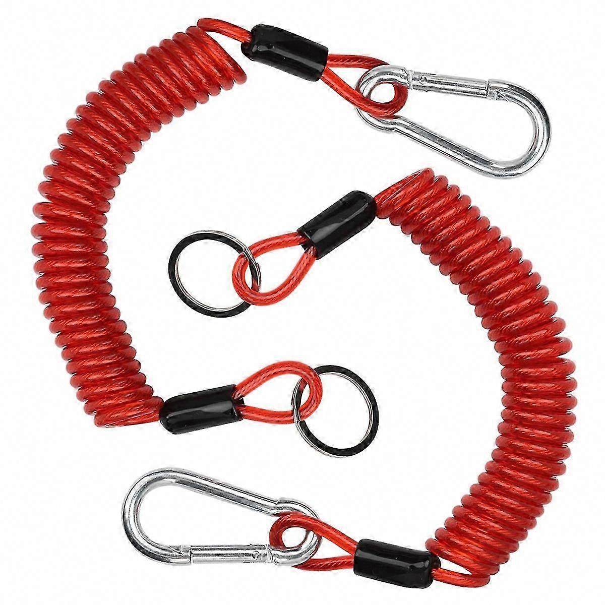 2PCS 6FT Breakaway Trailer Safety Cable, Coiled Spring Towing Wire for RV Trailers
