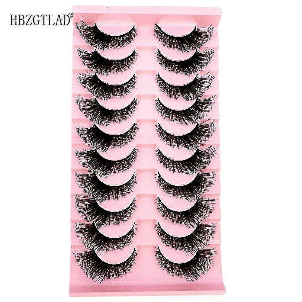 10Pair 3D Mink False Eyelashes Wispy Cross Long Thick Soft Fake Eye...