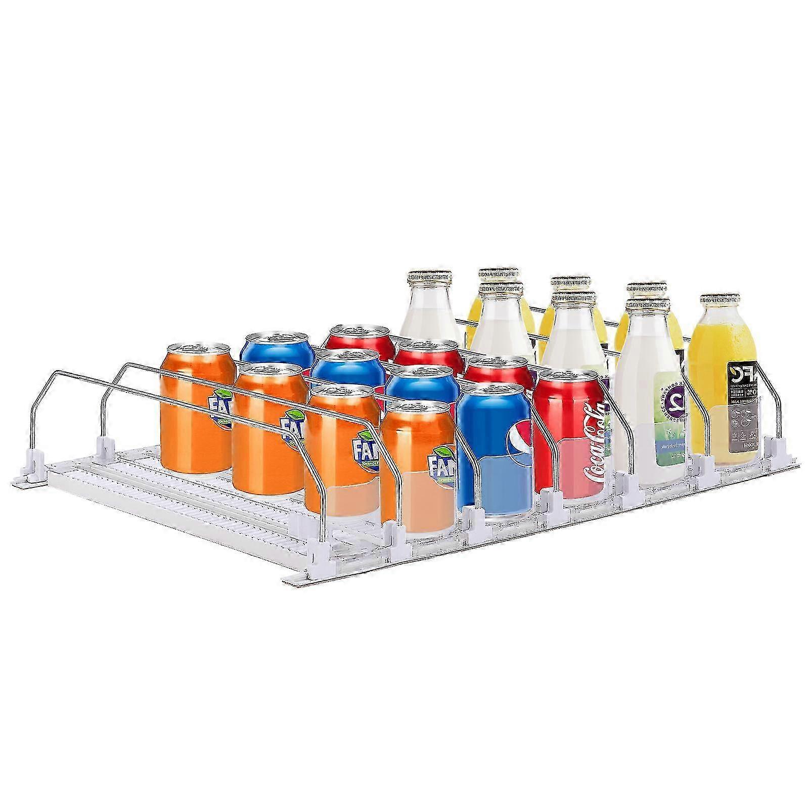 New Drink Organizer For Fridge-white Automatic Pusher Glide Holds