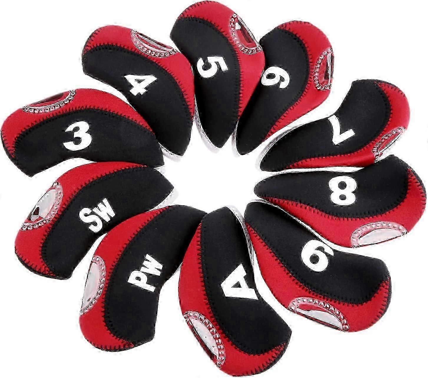 10-Pack Set Golf Club HeadCovers with Number Tag 3-9/A/P/S Fit Most Irons Club