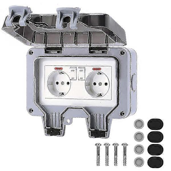 Double waterproof socket with independent switch, Ip66 outdoor socket