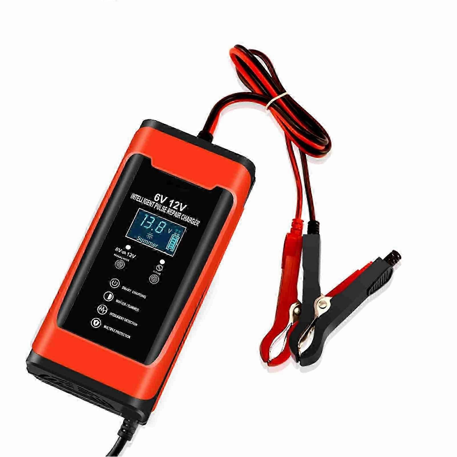 6V/12V Smart Battery Charger with LCD Display and Pulse Repair for Automotive/Motorcycle