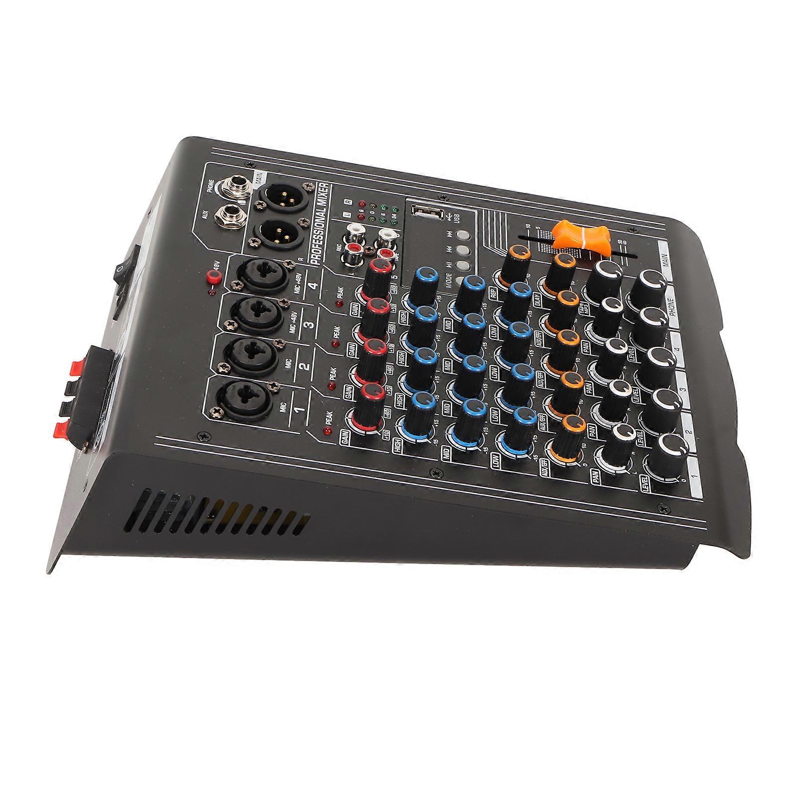 4-Channel Professional Sound Mixer Console with USB & Amplifier
