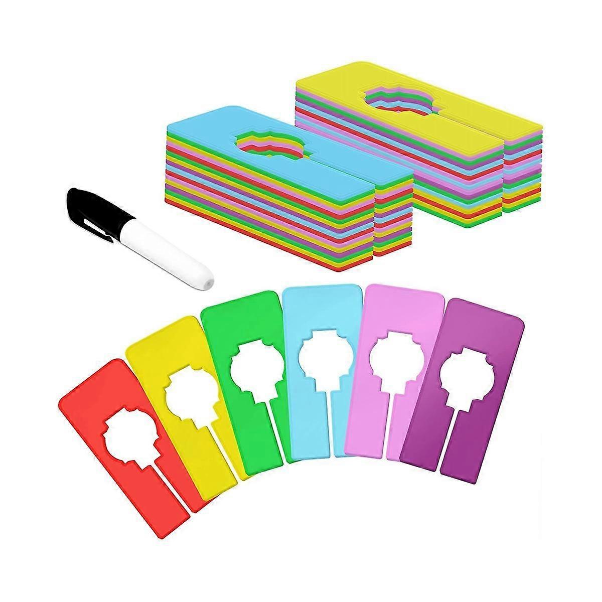 30 PCS Closet Rack Dividers,6 Colors Rectangular Clothing Hanger Dividers, Reusable for Sorting Clo