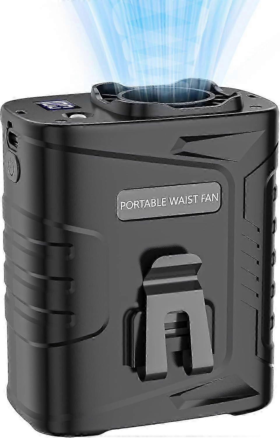 2025 Latest Model Portable Waist Fan Rechargeable with LED Display,5 Speeds