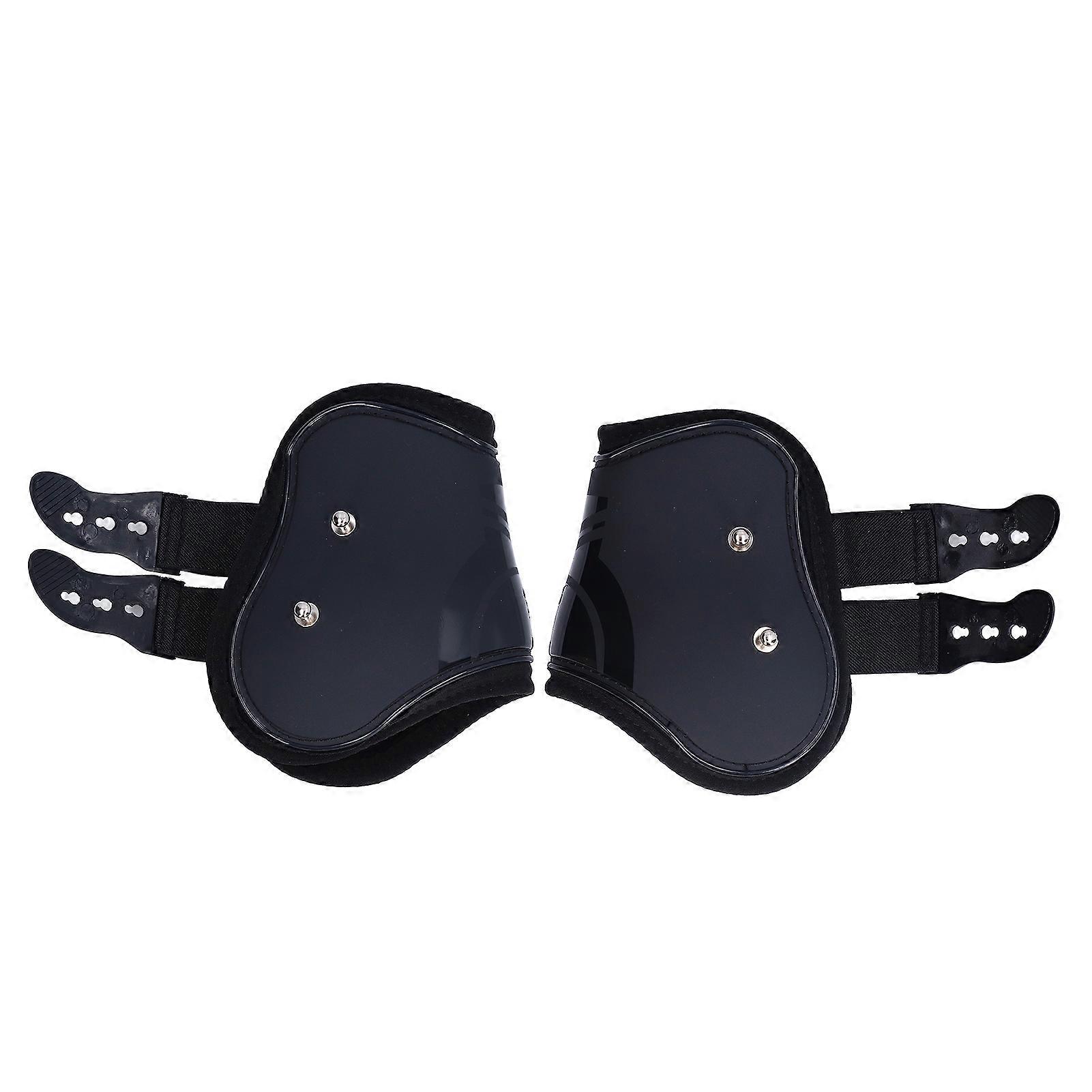 2Pcs Black Large Horse Tendon Boots PU Shell Adjustable Hind Leg