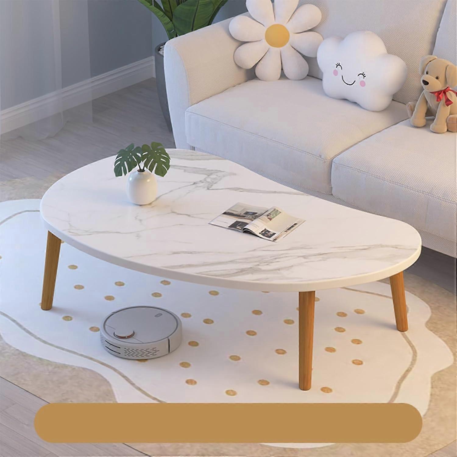 Modern Petite Coffee Table Rustic White Accent Table With Round Corners Irregular Design Low Cocktail Table Home Decor