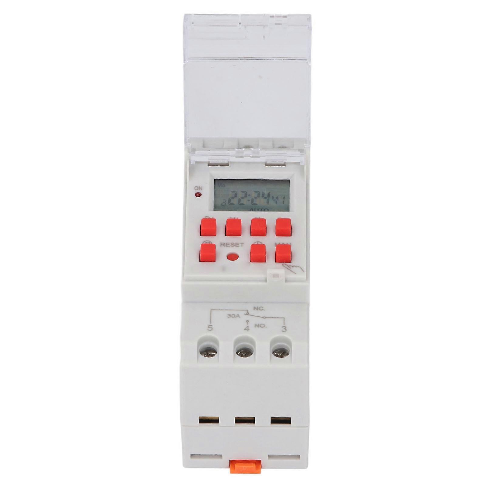 Timer Switch LCD Display 7 Day Programmable Timer NO NC Output 35mm DIN Rail Mount Miscontact Lock Built in Battery 