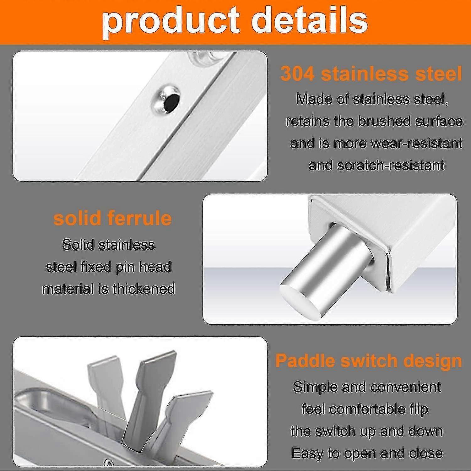 باب الترباس قفل الفولاذ المقاوم للصدأ تدفق الترباس قفل المزلاج انزلاق الحمام قفل باب بوابة مزلاج للأبواب الداخلية الخارجية (d-v2)