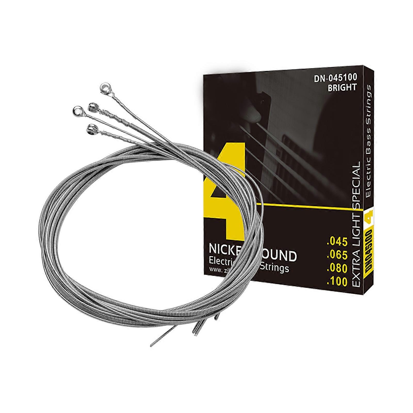 Electric Bass Guitar Strings 4 Strings Set .045-.100 Extra Light Hexagon Nickel Wound Bright Corrosion Resistant Alloy Wire
