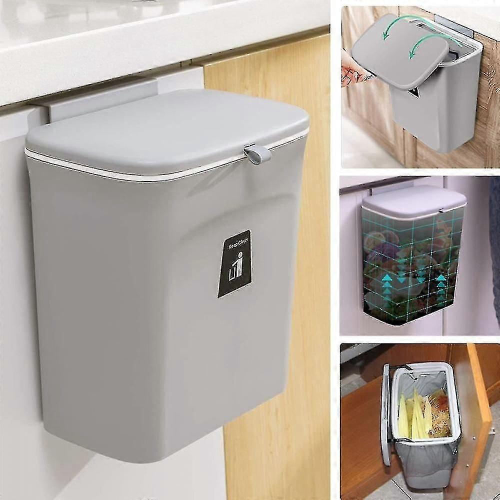 Large-capacity Wall-mounted Trash Can With Lid Trash Can Kitchen Cabinet Door Hanging Trash Can Recycling Trash Can