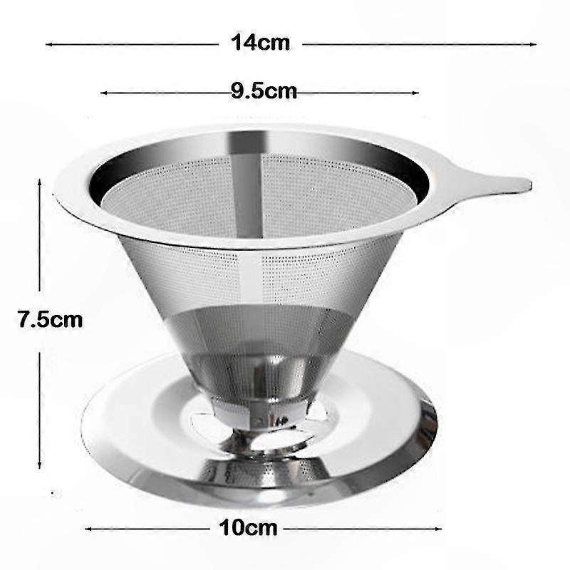 Double Layer Stainless Steel Coffee Dripper with Reusable Mesh Filter for Pour Over Brewing
