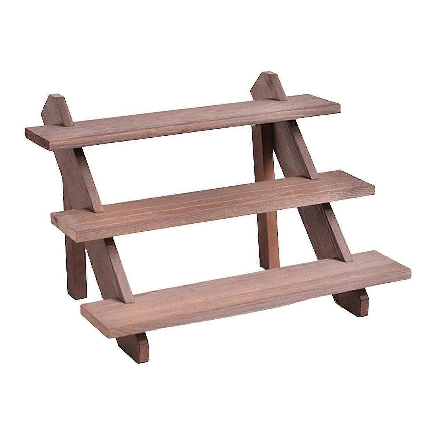 Multi-layer Desktop Storage Organizer Wooden Plant Stand Smooth Edge Burr Free Strong Load-bearing