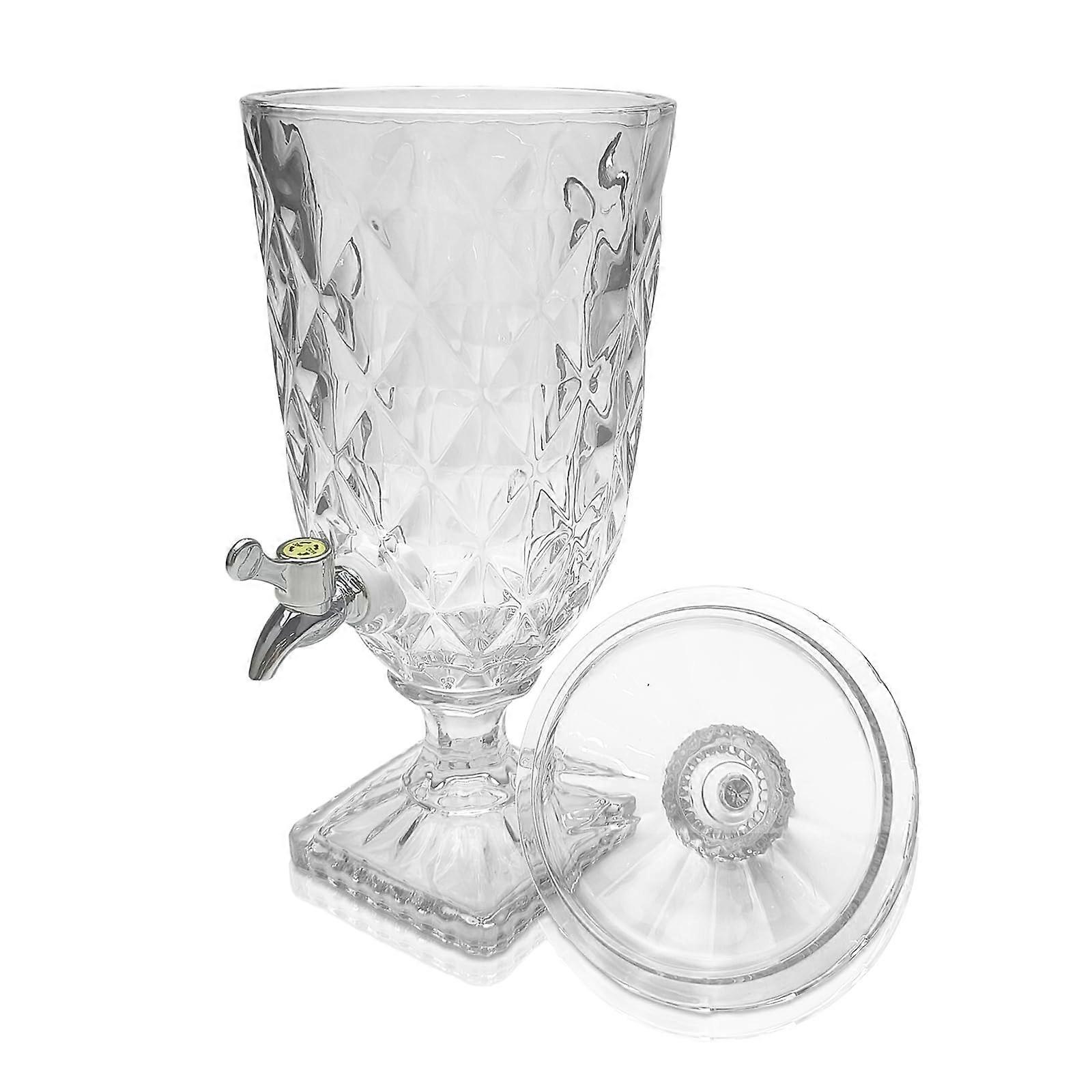 3L Glass Drink Dispenser With Spigot Crystal Vintage Beverage Server Iced Beverage Dispenser For Parties Style 2