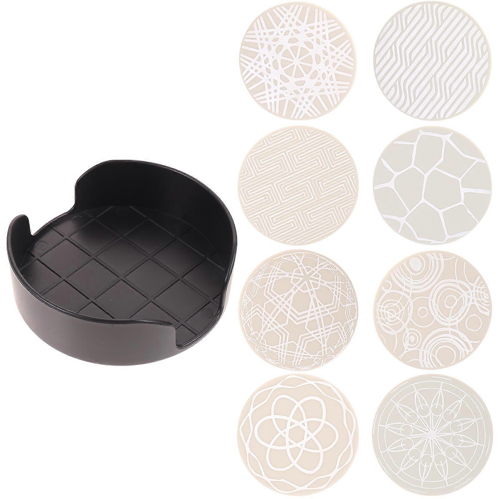 Round Non-Slip Coasters Made of Silicone for Cup with 1Set of Drink Coasters