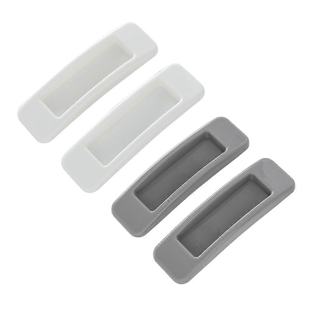 Stickable Rectangular Door Handle for Refrigerator Cabinet White and Grey Handles Auxiliary Function 4Pcs