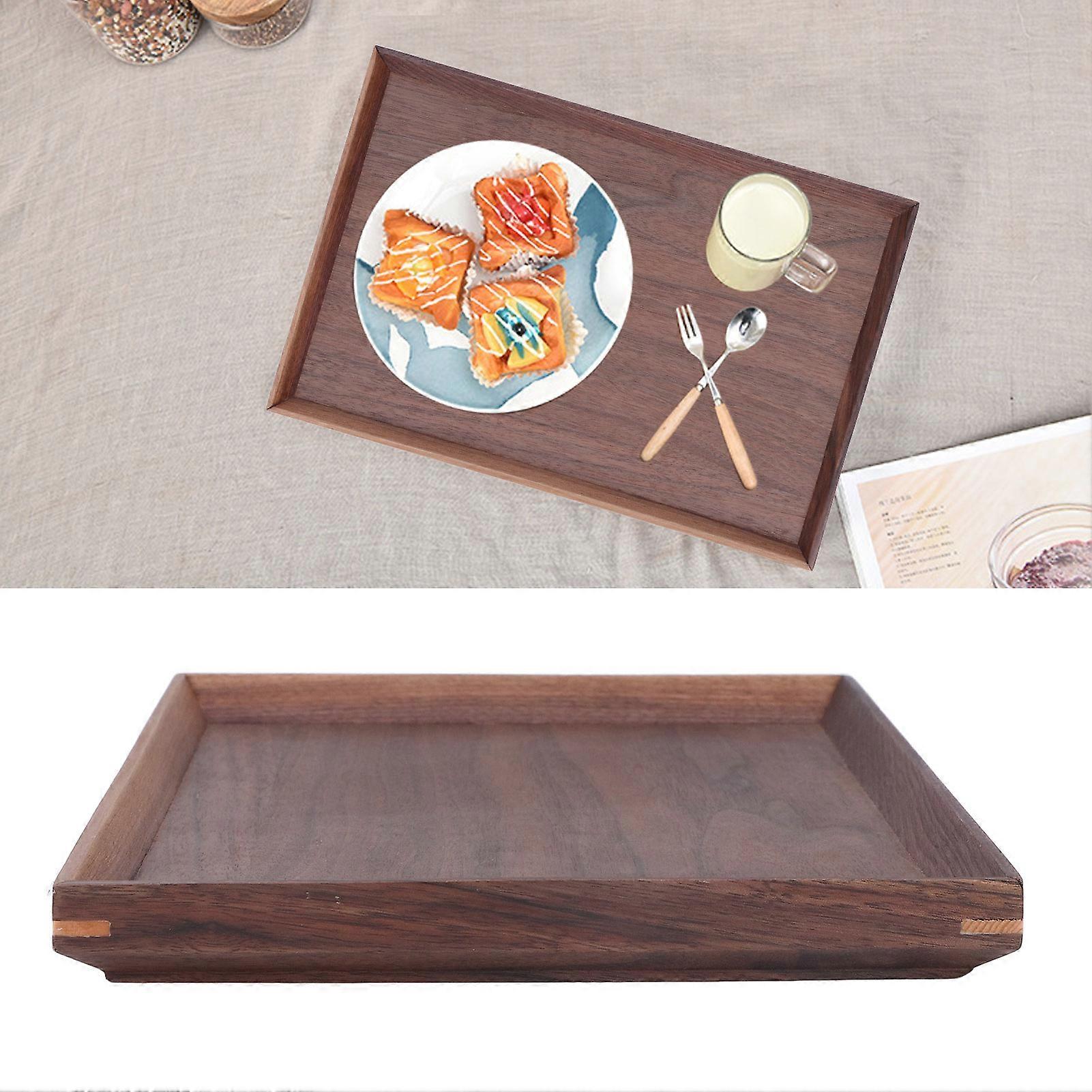 Walnut Wooden Rectangle Serving Tray Tenon Structure for Tea