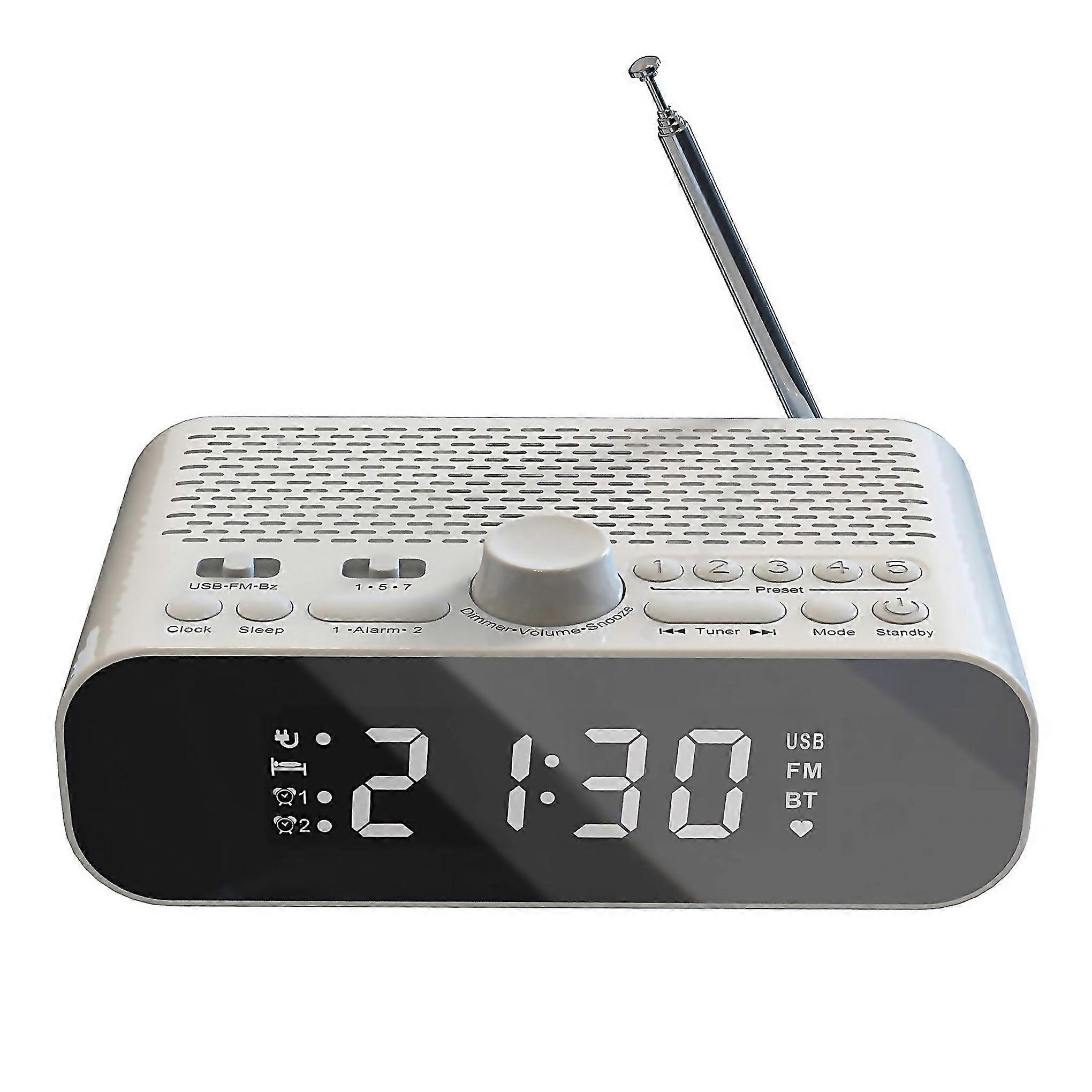 For Fm Clock Radio With Bluetooth Streaming Play Led Display Dual Alarm Clock 1500mah Hifi Speaker