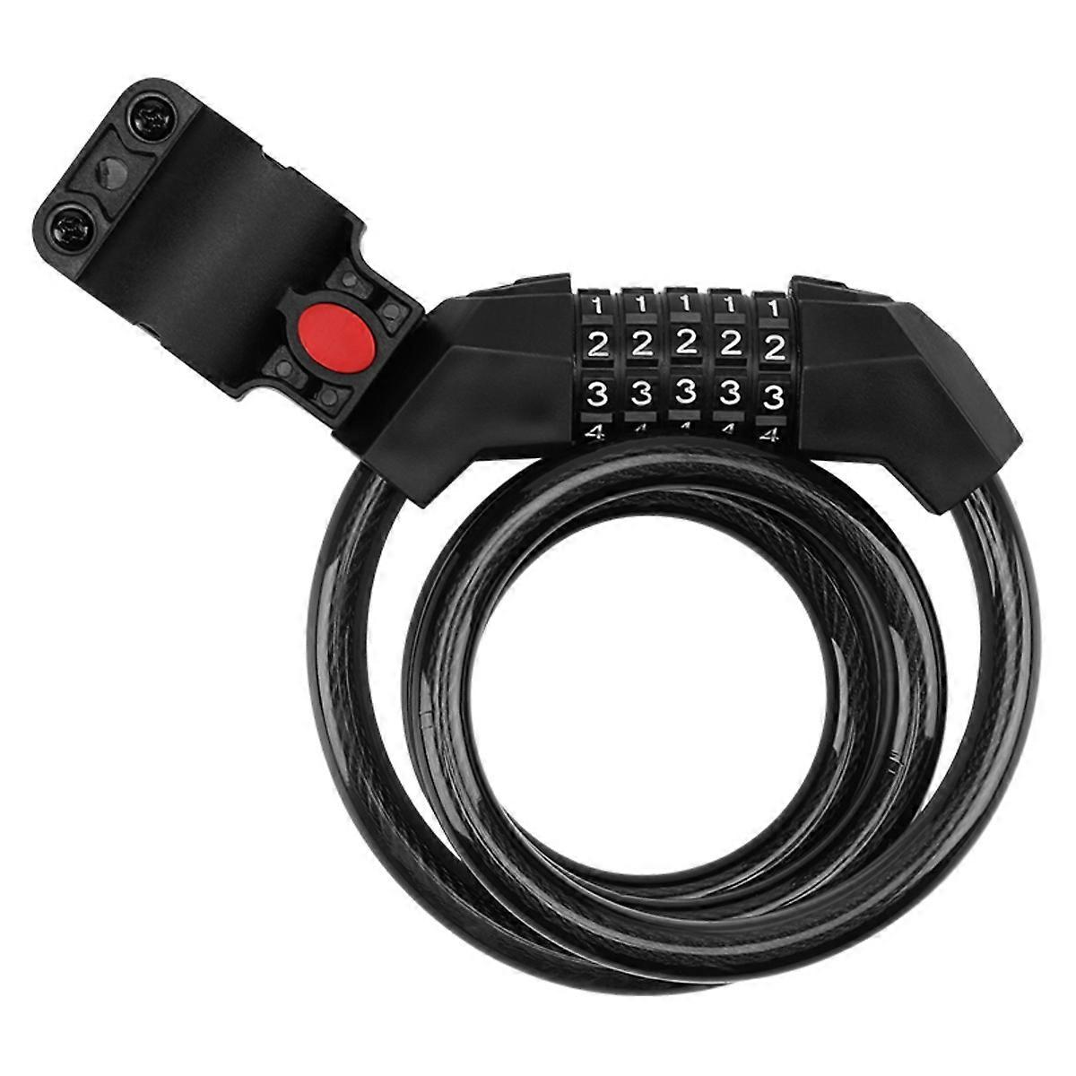 Grundig 5 Digit Bicycle Cable Lock Heavy Duty Steel Wire Combination Lock with Mounting Bracket Anti Theft Security for Bikes Scooters and Gates