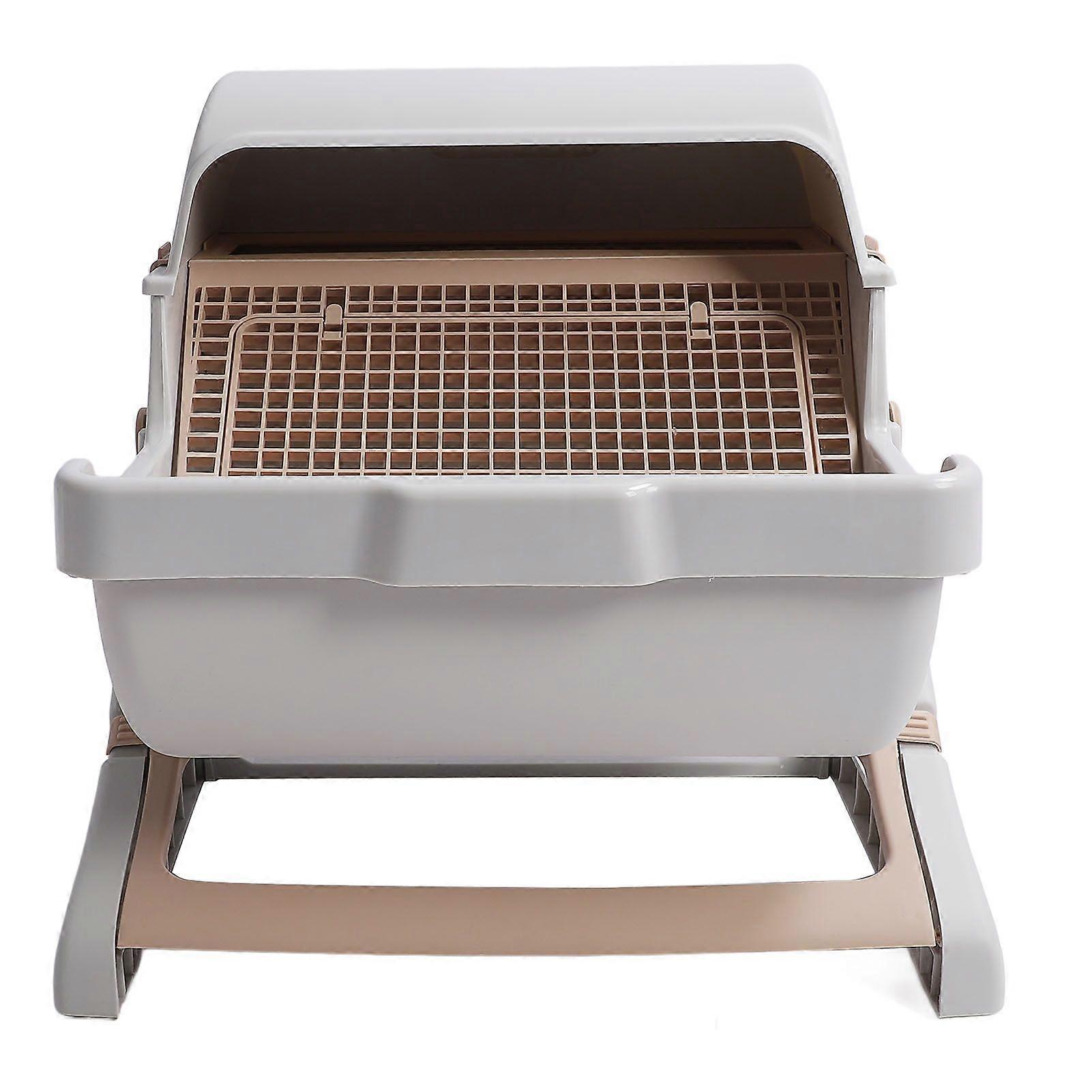 Semi Automatic Cat Litter Box Plastic Easy Assembly Semi Enclosed Cat Litter Box Large Kitty Litter Box for Indoor Cats