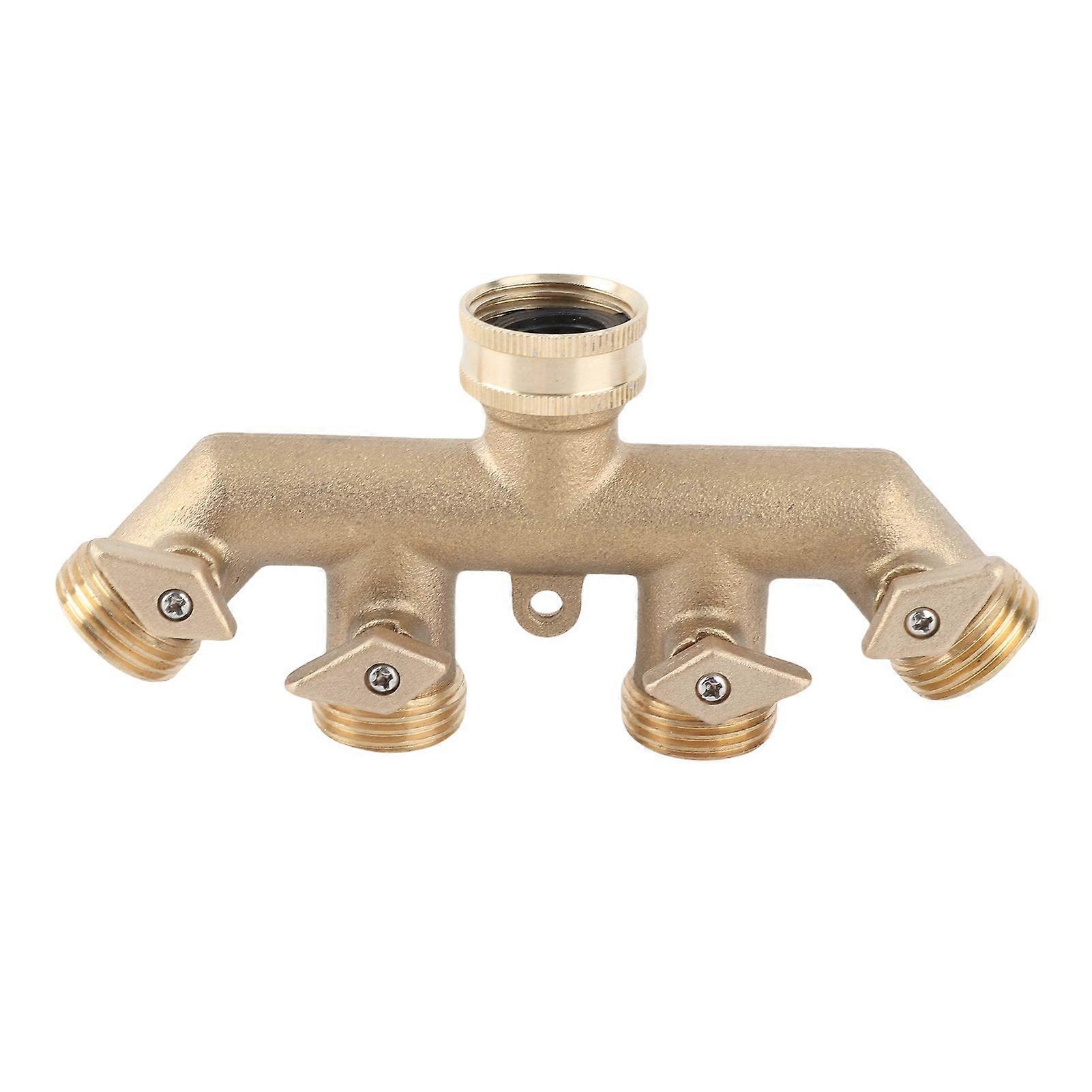 G3/4 Brass 4Way Garden Hose Splitter Ball Valve Hose Adapter Water Faucet Valve Connector