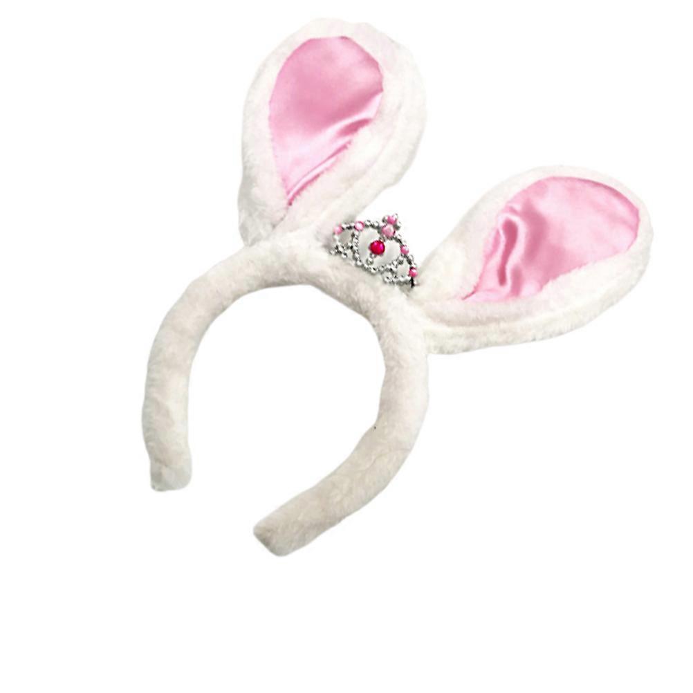 Kids Headwear Plush Rabbit Ear Headband with Mini Crown