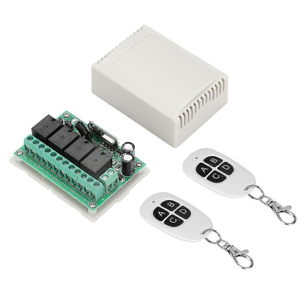 Universal Garage Door Receiver Transmitter DC 12V 4 Button 4 Channel Relay Remote Control Light Lamp Switch Controller