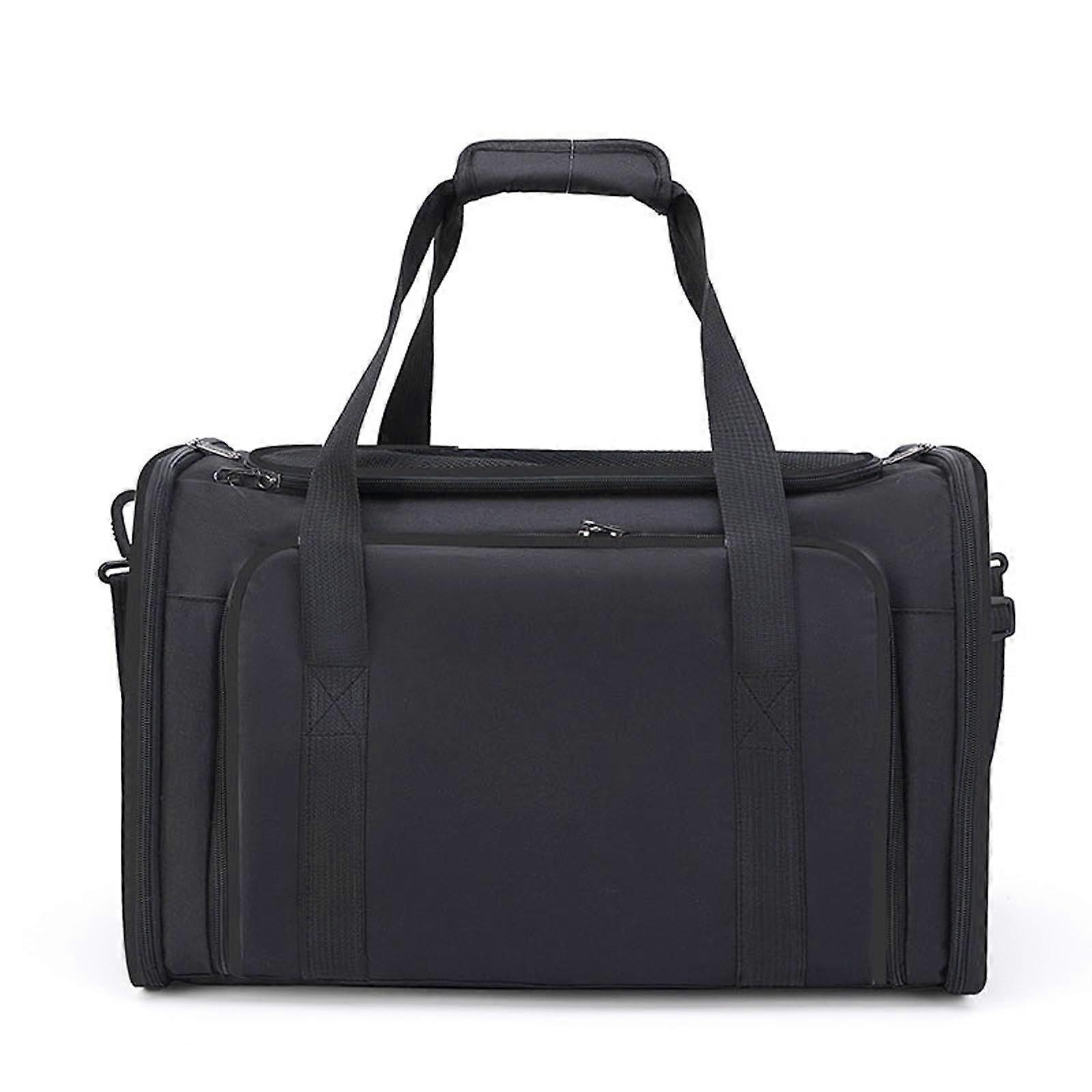 Cat Carrier Bag Expandable SoftSided Travel Ready Ventilated Mesh Foldable For Small Dogs And Large Cats Black