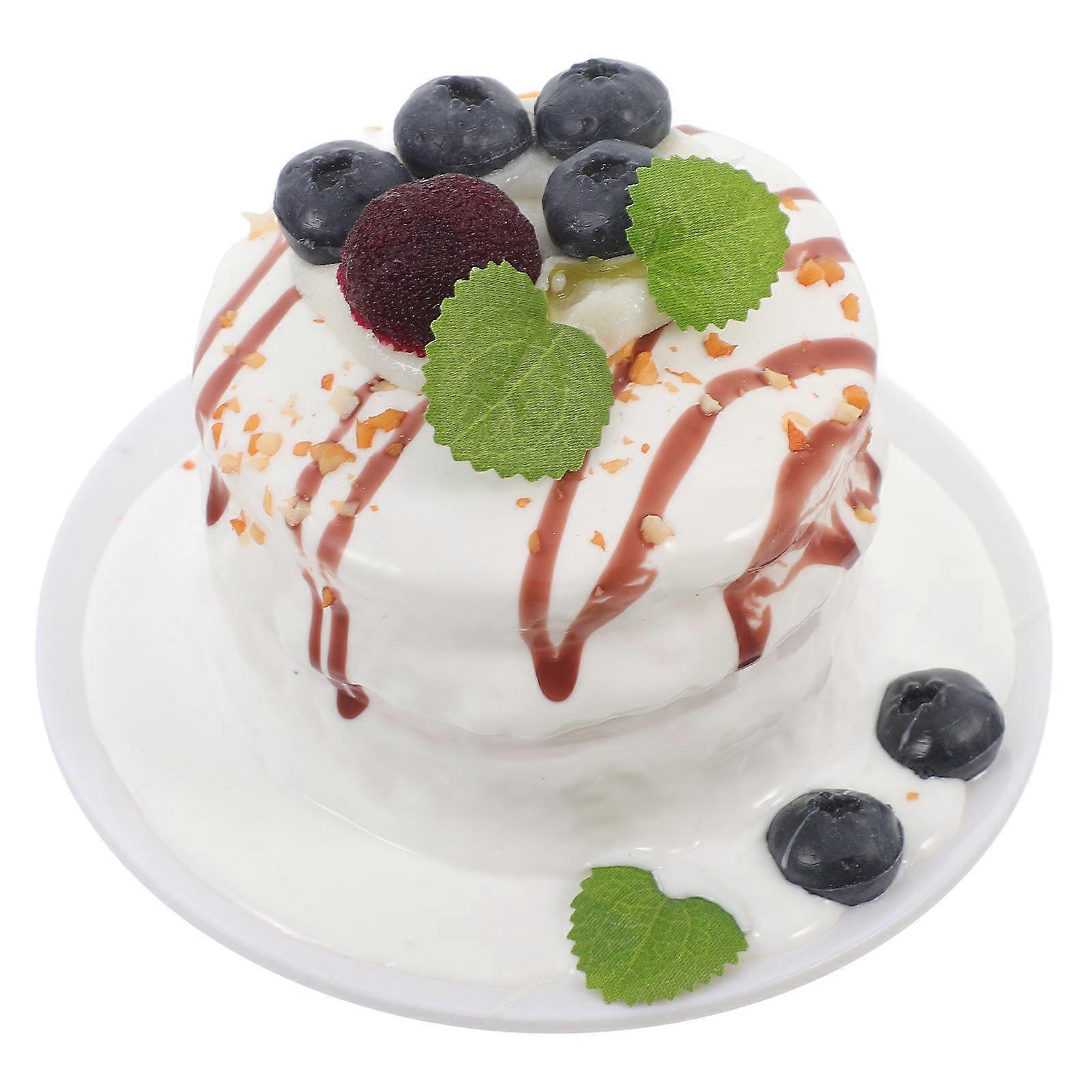 Faux Cake Decor Realistic Simulation Dessert Model For Art Sketches Photo Prop 13X13X10CM White Color 1Set