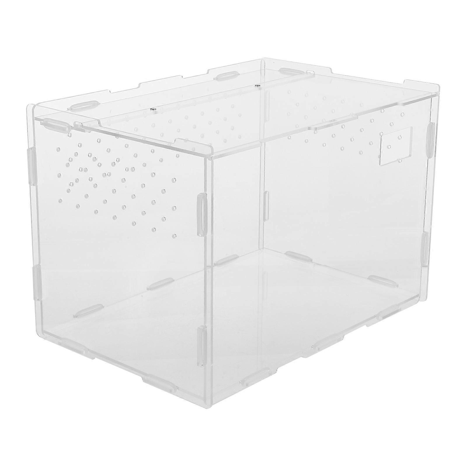 Lizard Display Case 2Pcs Transparent Reptile Feeding Box 30X20X20CM Safe Hatching Container For Pet Transport