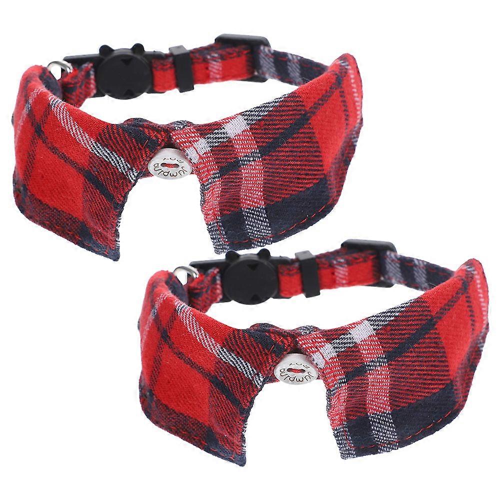 Plaid Cat Collar Adjustable with Bell for Pet Safety 2Pcs Comfortable Material