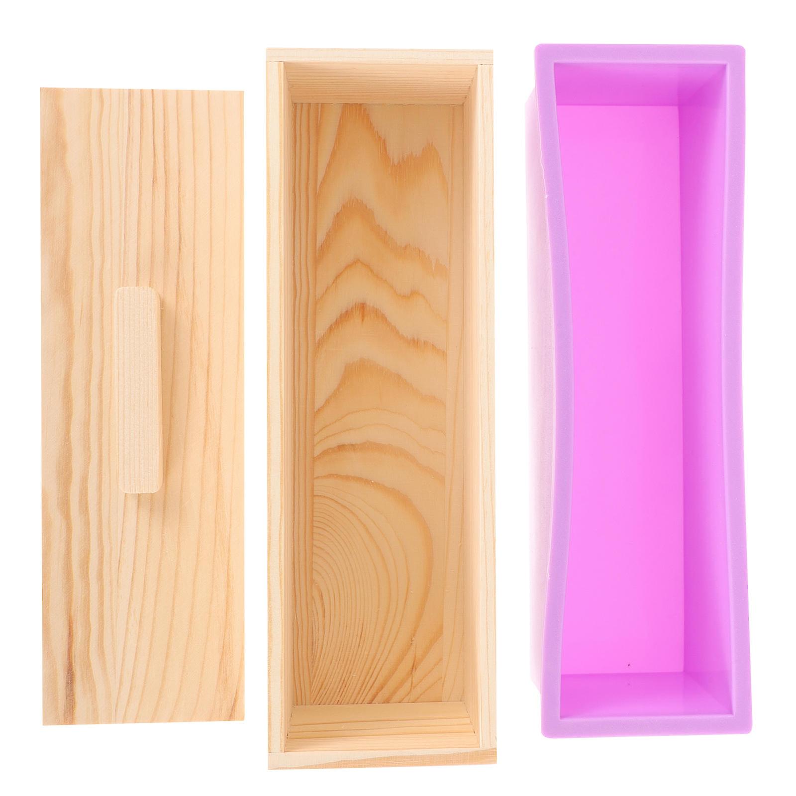 Loaf Pan Wood Container 3 Sets Rectangle Toast Box for Kitchen Family and Friends 28x9.1cm with Conduction