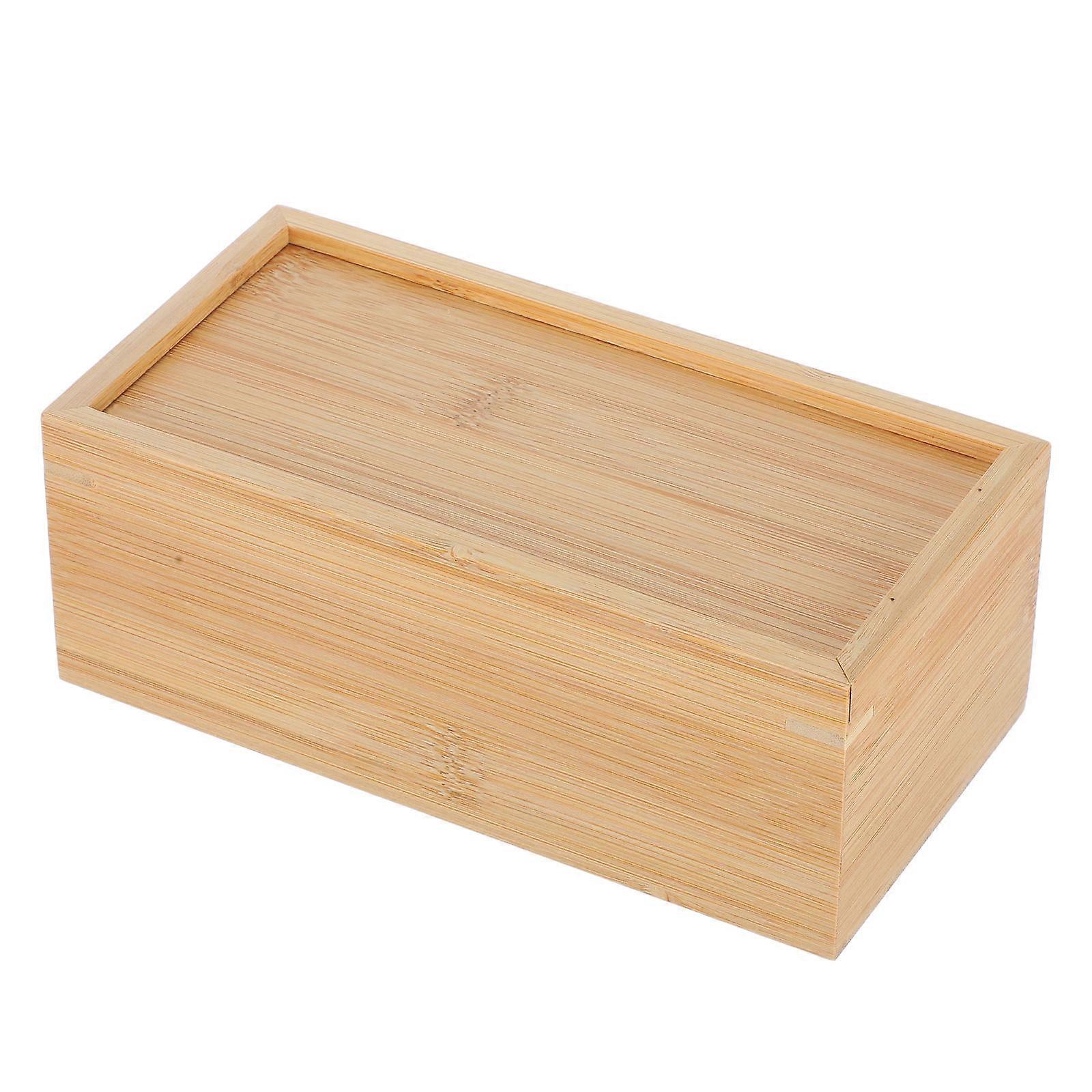 Rectangular Unfinished Wooden Box With Sliding Lid For Decorative Keepsake Storage 3Pcs Stylish Desk Accessory