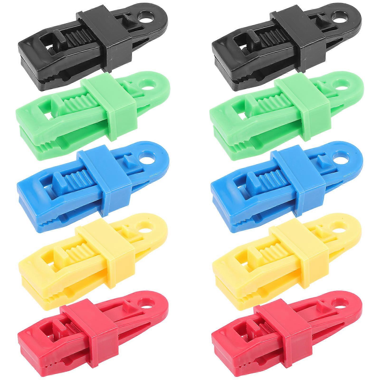 Windproof Tent Clips 10Pcs Heavy Duty Tent Fixers Camping Tarp Assorted Color for Outdoor Use