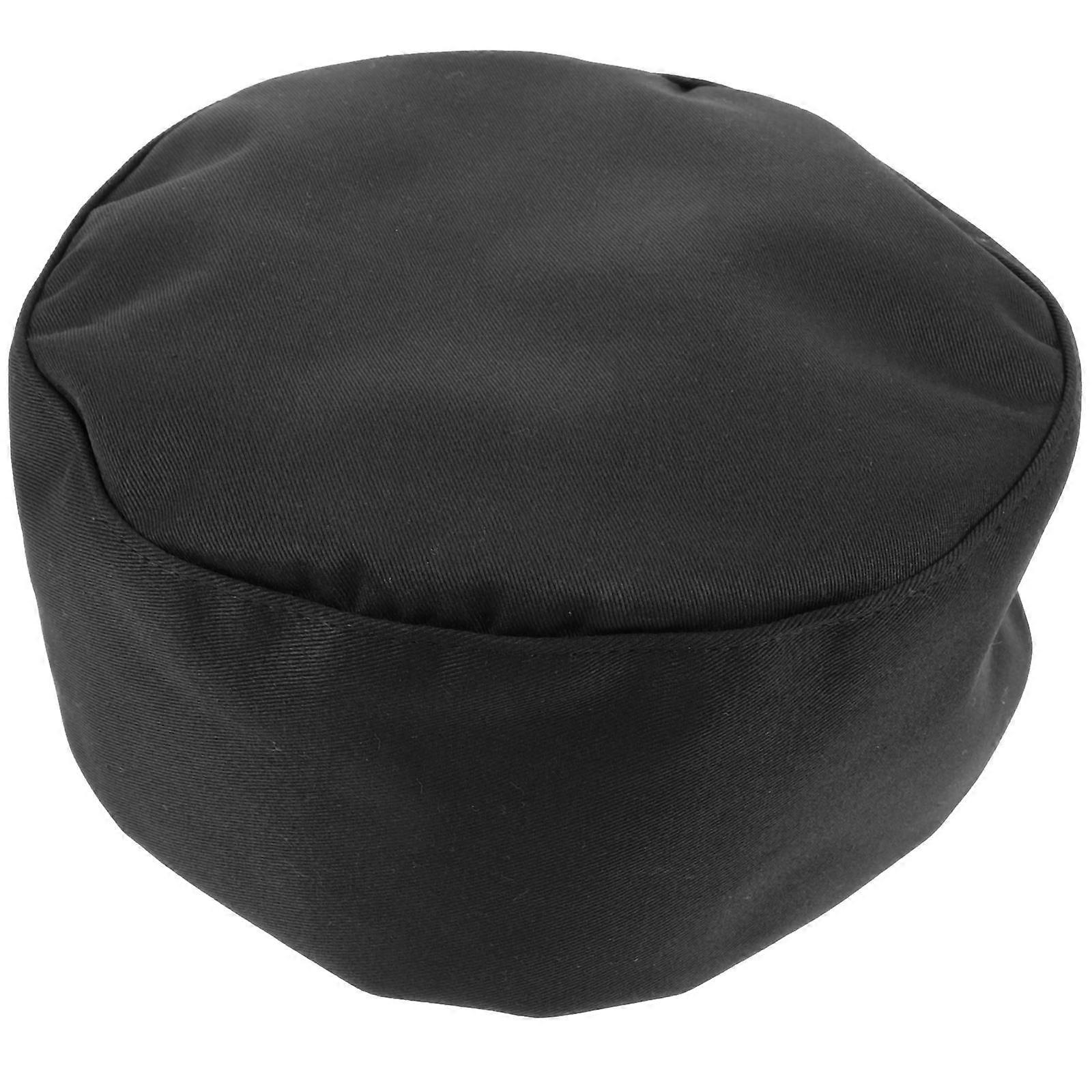 3Pcs Round Chef Hat Comfortable Wear For Kitchen Use Black Suitable For Restaurants And Bakeries