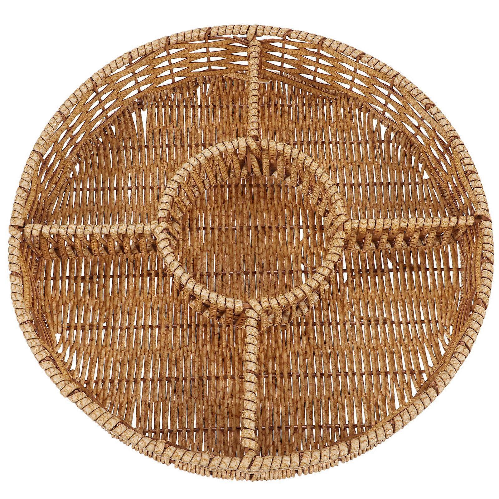 Classic Style Round Bread Serving Tray Suitable For Outdoor Picnic 11.40X11.40In Light Brown 2Pcs Excellent For Storage And Serving