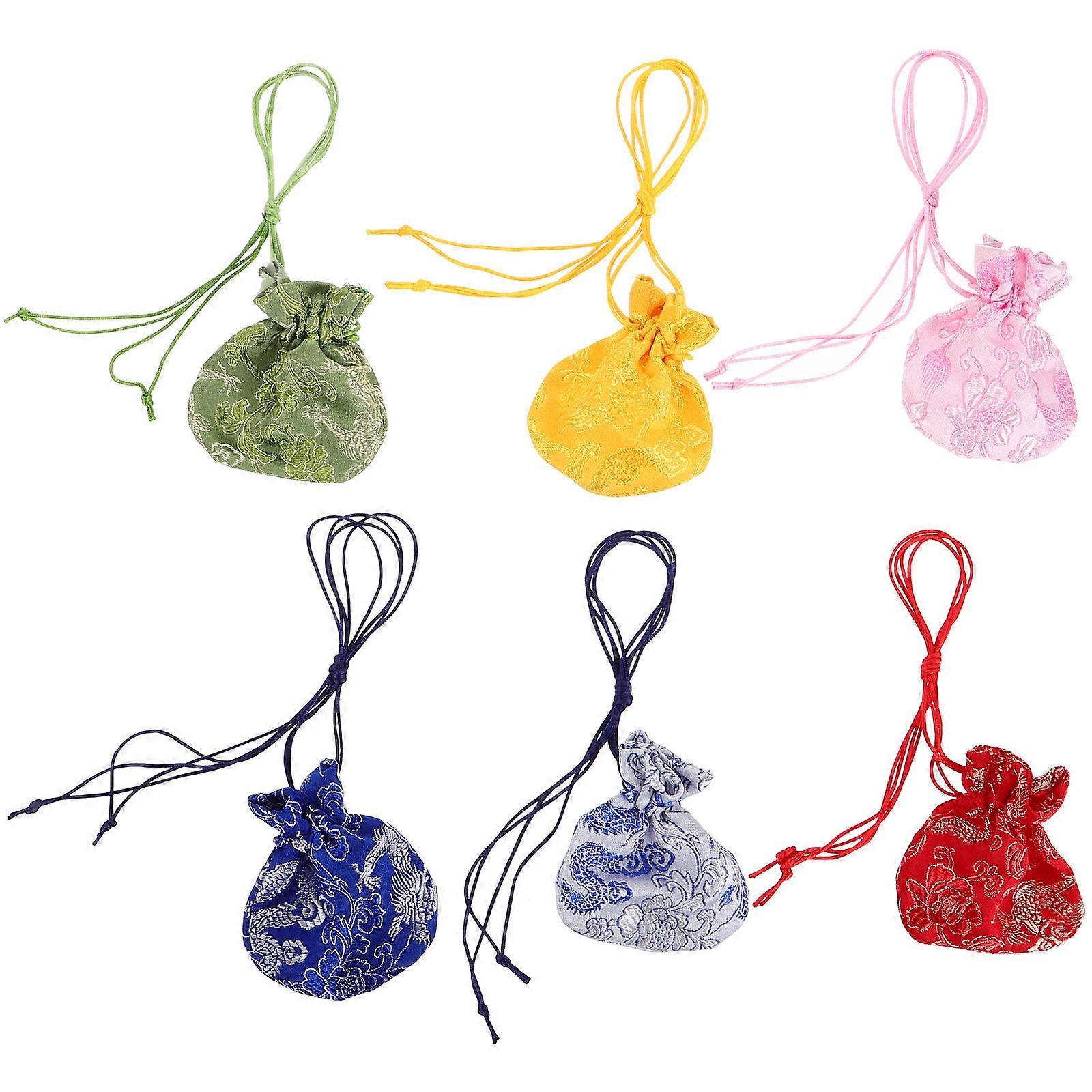 24Pcs Jewelry Pouches for Storage with Drawstring Elegant Brocade Bags