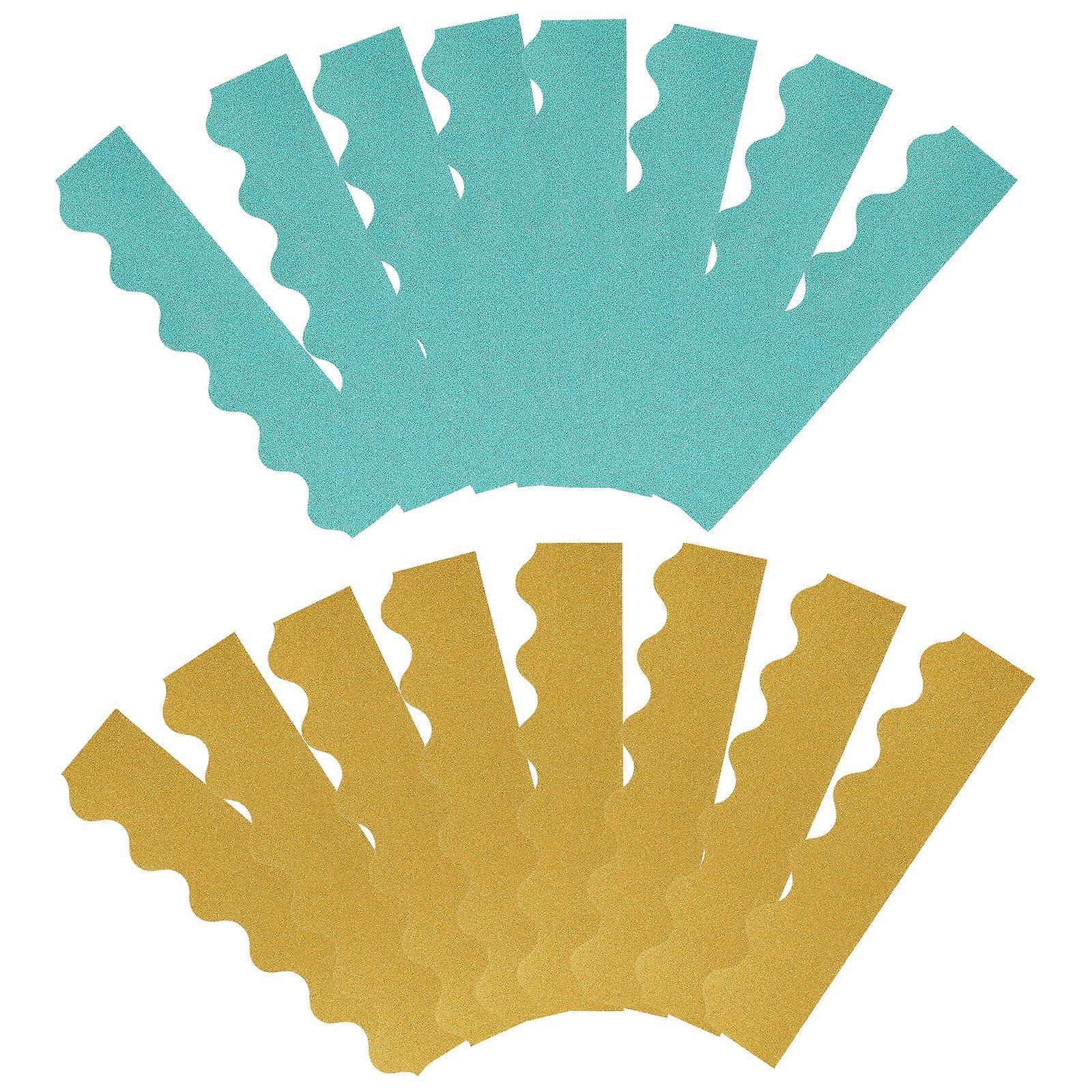Self-Adhesive Bulletin Board Borders 2 Sets Wave Shape Border Design Suitable For Blackboard Desk Decoration 180g Paper
