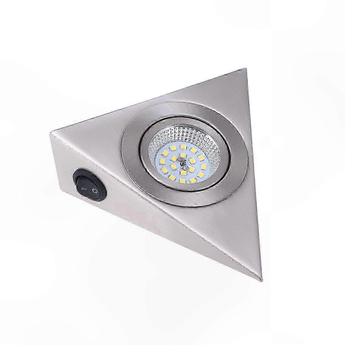 Daylight White LED Cabinet Light 13x13cm Stainless Steel Under Shelf Mini Lamp for Kitchen Triangular Lighting Solution