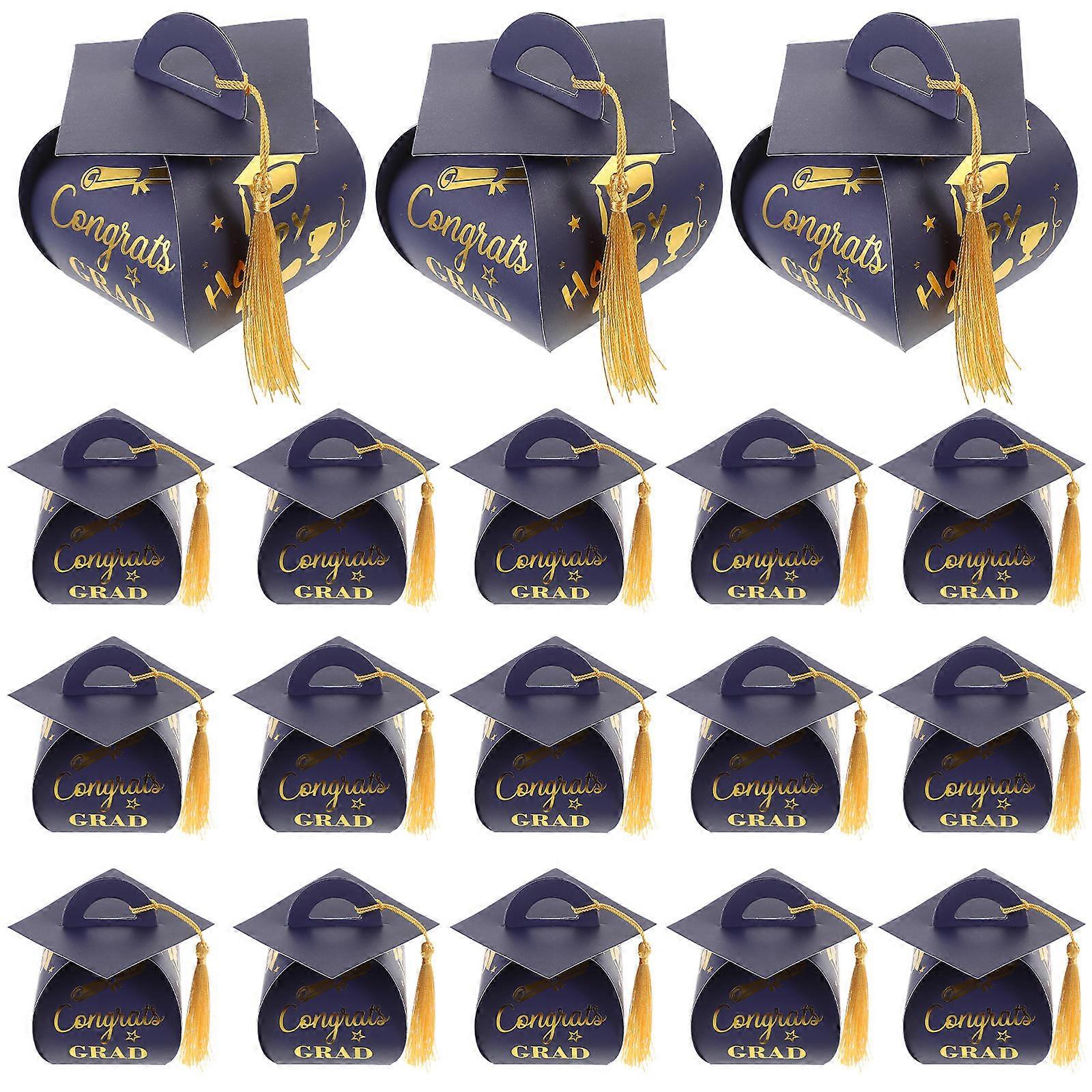 Graduation Cap Boxes Paper Candy Boxes for Treats Packaging 100Pcs