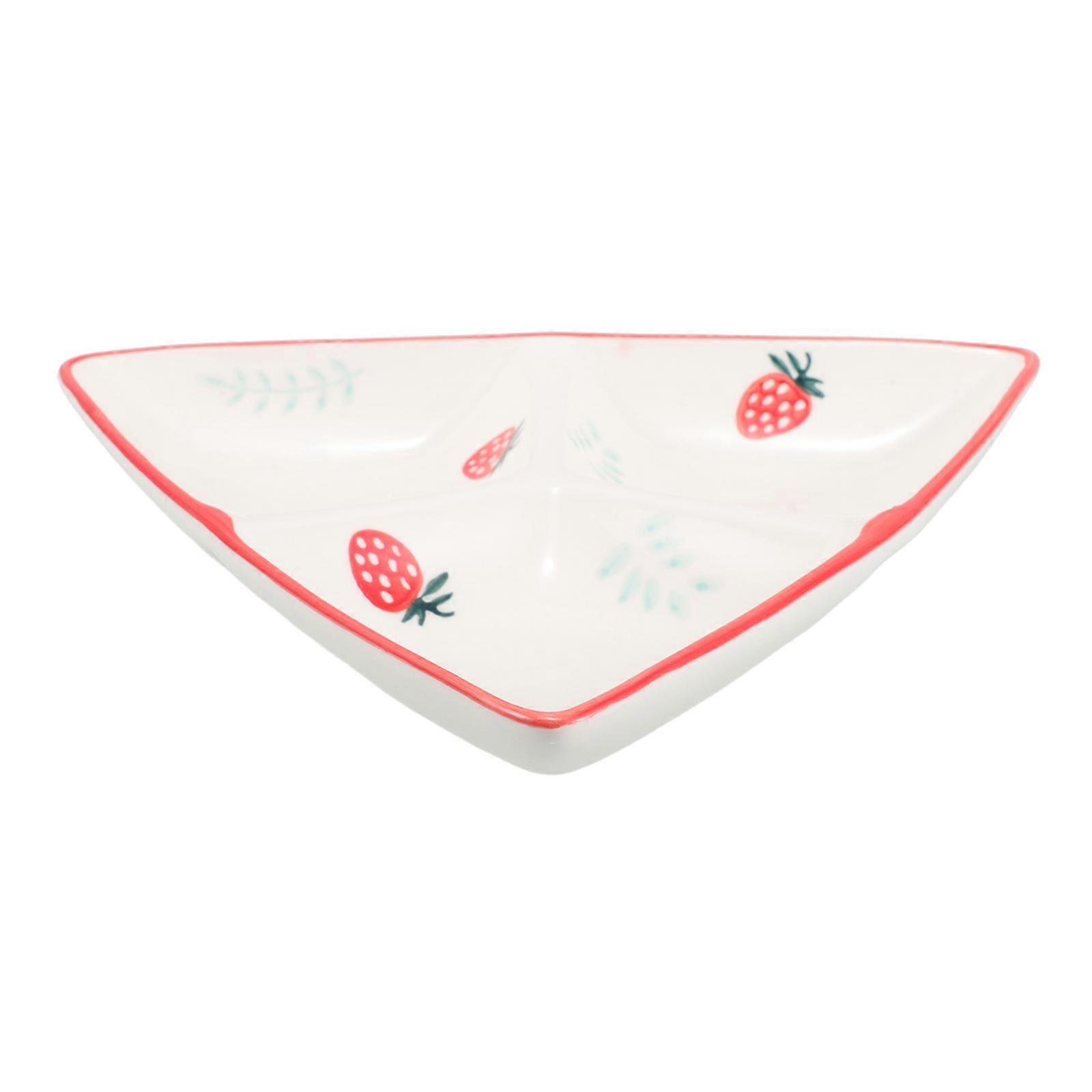 Cute Ceramic Triangular Divided Plate 3Pcs Perfect For Home Use During Breakfast And Dining With Smooth Surface