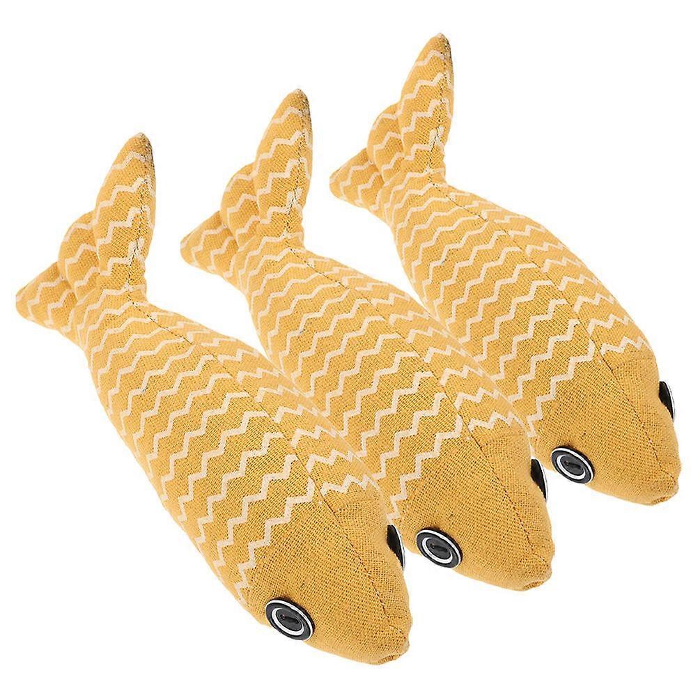 Stuffed Fish Toys 6Pcs Durable Yellow Cat Teaser Toy Hunting Instinct Stimulation Indoor Play For Cat Lovers